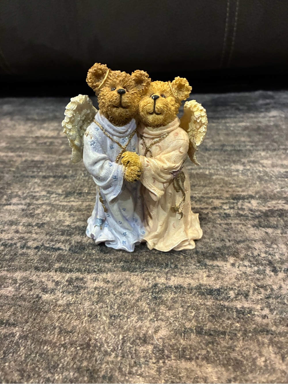 Cherub Bear Angel Figurines - Blue and Cream